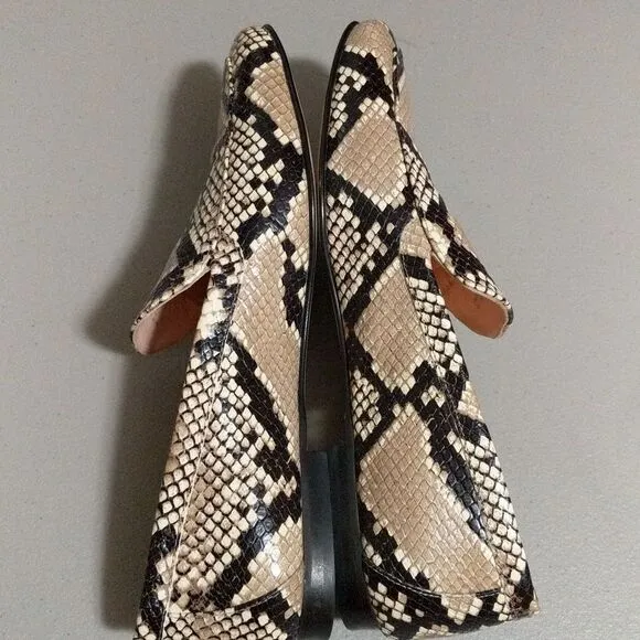 J. Crew Cecile AQ136 Smoking loafer leather reptile embossed size 9