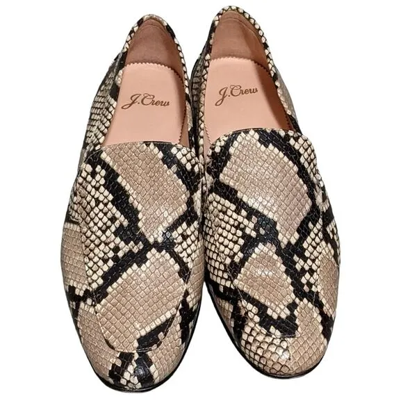 J. Crew Cecile AQ136 Smoking loafer leather reptile embossed size 9