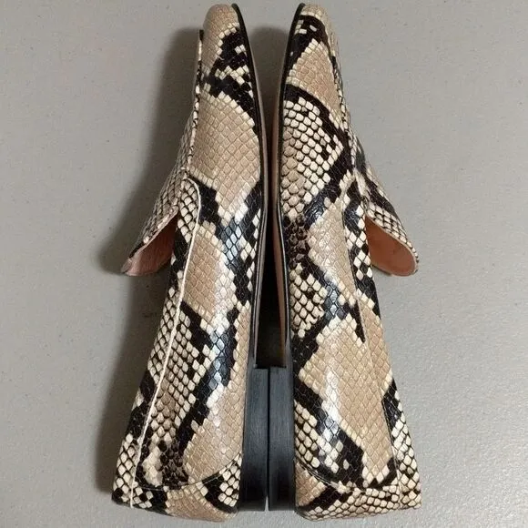 J. Crew Cecile AQ136 Smoking loafer leather reptile embossed size 9