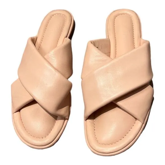 J. CREW Shoes Women's 8.5 Pink Sandal Menorca Padded Cross-Strap BE789 Open Toe