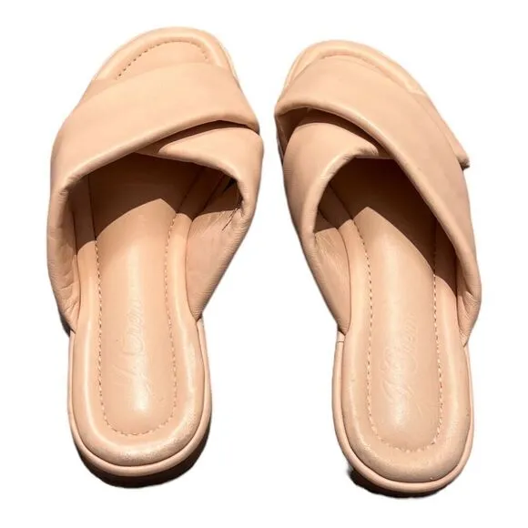 J. CREW Shoes Women's 8.5 Pink Sandal Menorca Padded Cross-Strap BE789 Open Toe