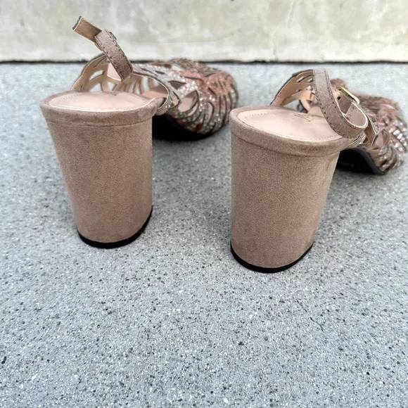 J. RENEE tahira Slingback heels rhinestone jeweled pumps cutout rose gold NEW 13