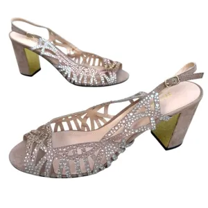 J. RENEE tahira Slingback heels rhinestone jeweled pumps cutout rose gold NEW 13