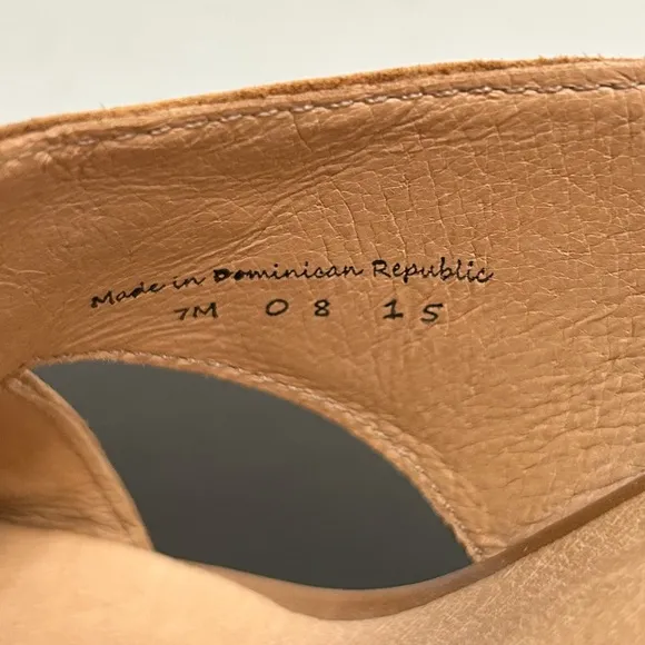 Jack Rogers Sophia Oak Brown Leather Wedge Whipstitch Heel Open Toe Sandals 7 M
