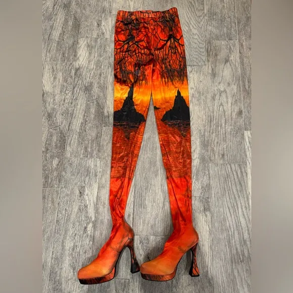 Jeffrey Campbell pantalones platform boots in orange sunset
