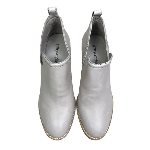 Jeffrey Campbell‎ Womens Bootie Rosalee Ankle Leather Block Heel Taupe Sz 6.5 M