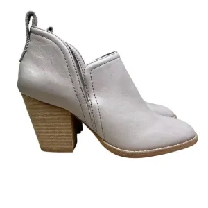 Jeffrey Campbell‎ Womens Bootie Rosalee Ankle Leather Block Heel Taupe Sz 6.5 M