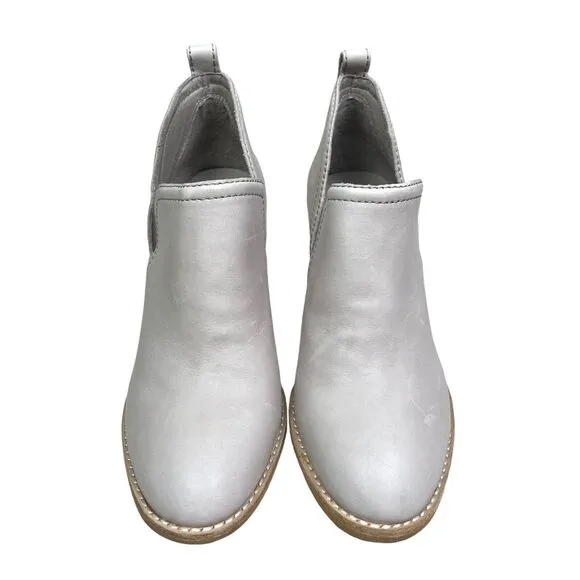 Jeffrey Campbell‎ Womens Bootie Rosalee Ankle Leather Block Heel Taupe Sz 6.5 M