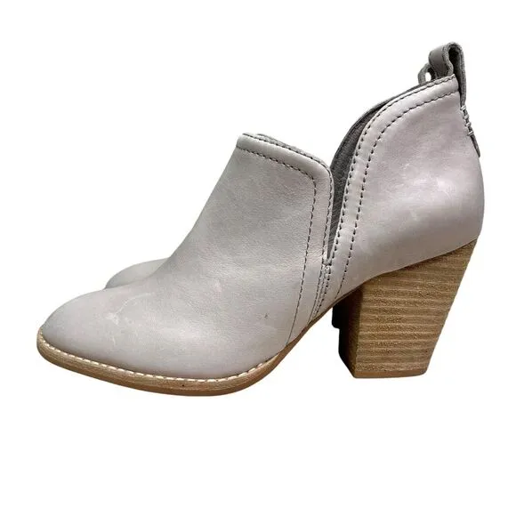 Jeffrey Campbell‎ Womens Bootie Rosalee Ankle Leather Block Heel Taupe Sz 6.5 M