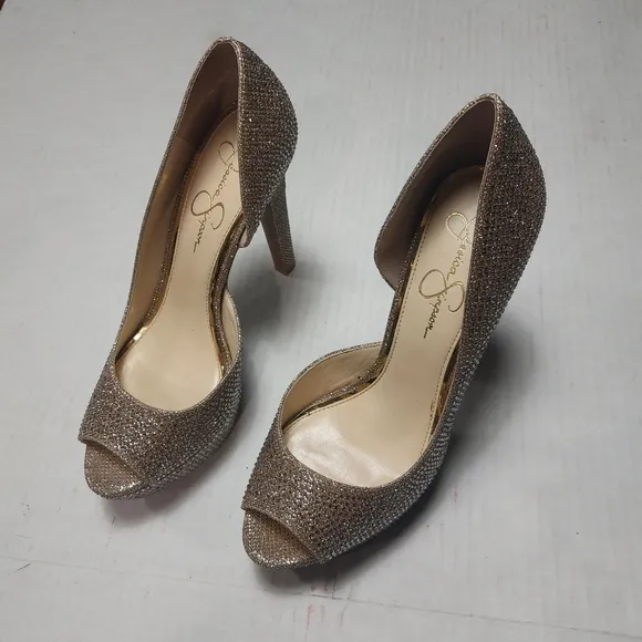 Jessica Simpson Gold High Heel Shoes Size 10M NWNT