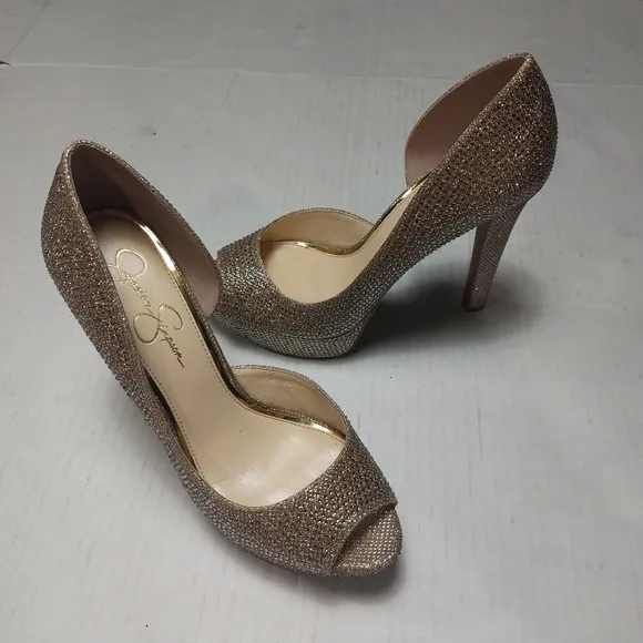 Jessica Simpson Gold High Heel Shoes Size 10M NWNT