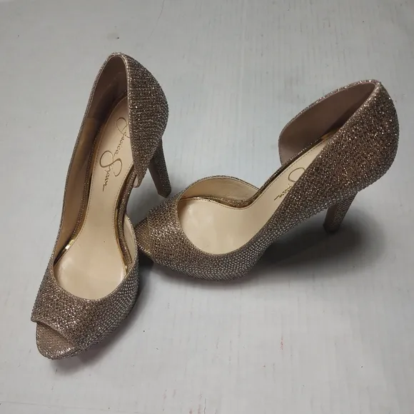 Jessica Simpson Gold High Heel Shoes Size 10M NWNT