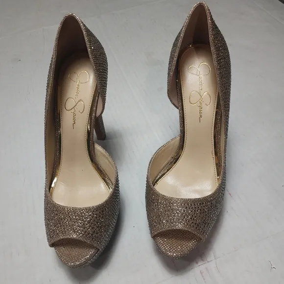 Jessica Simpson Gold High Heel Shoes Size 10M NWNT