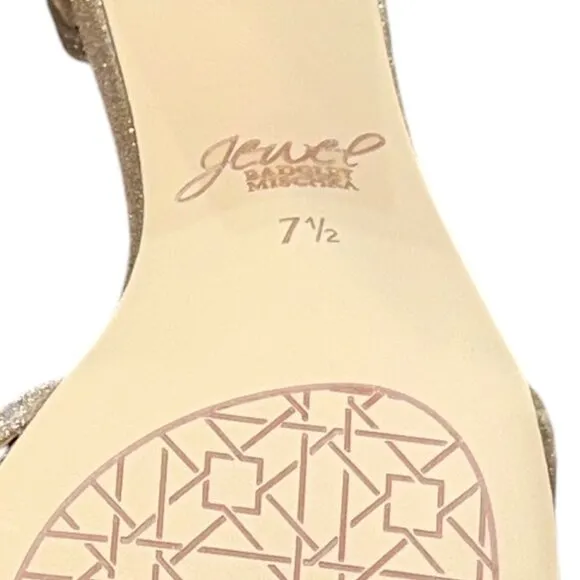 Jewel Badgley‎ Mischka Giona Embellished Evening Shoe Size 7.5 Light Gold New