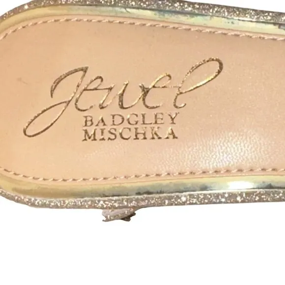 Jewel Badgley‎ Mischka Giona Embellished Evening Shoe Size 7.5 Light Gold New