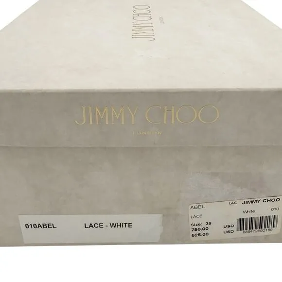 Jimmy Choo Abel Ivory White Lace Pointed Toe Heels Bridal Wedding Pumps EU 39