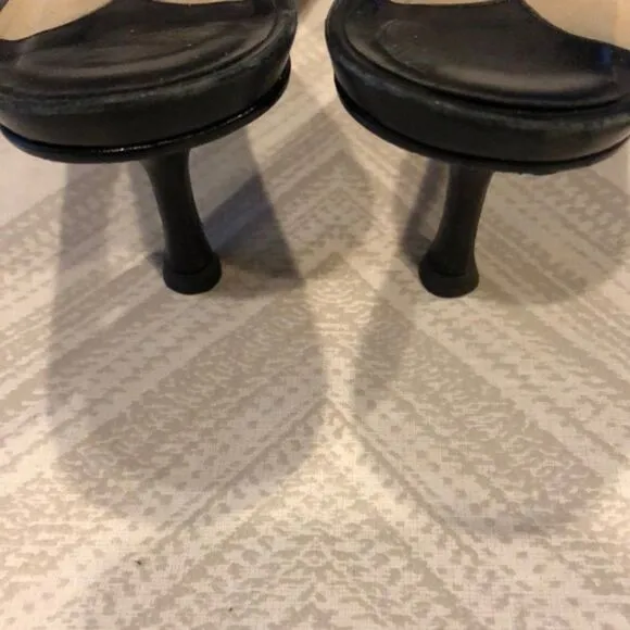 Jimmy Choo Black Leather Heeled Sandal Slides