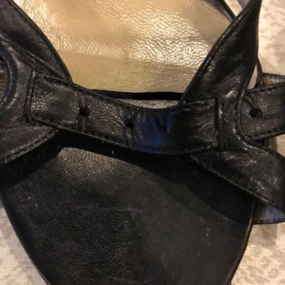 Jimmy Choo Black Leather Heeled Sandal Slides