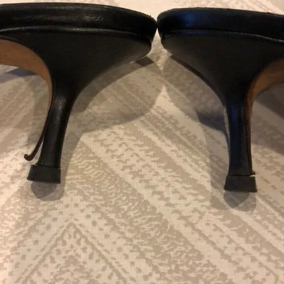 Jimmy Choo Black Leather Heeled Sandal Slides