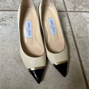 Jimmy Choo Cream and Black Low Heel Women's Pumps size 36