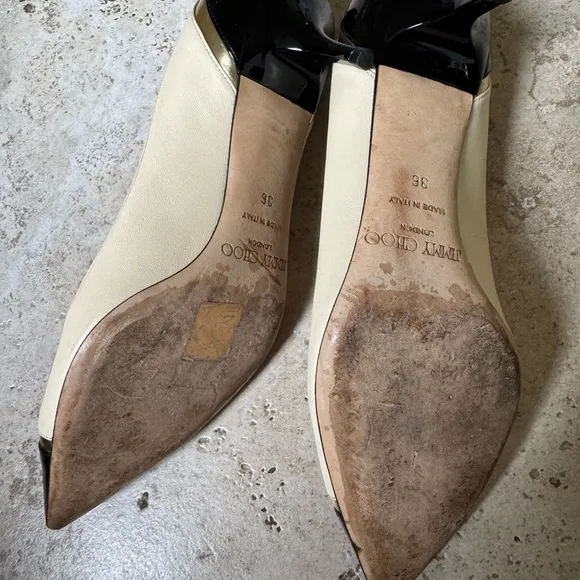 Jimmy Choo Cream and Black Low Heel Women's Pumps size 36