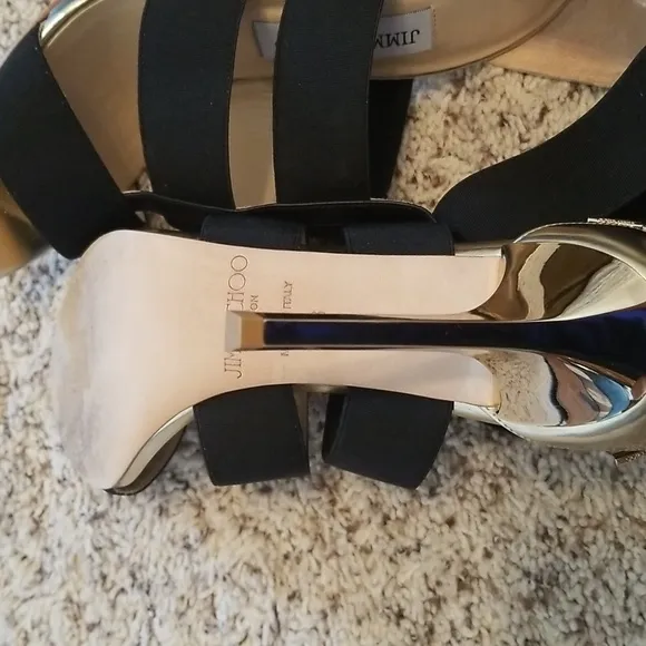 Jimmy Choo Elegant Black and Gold Women's Heels,size 38