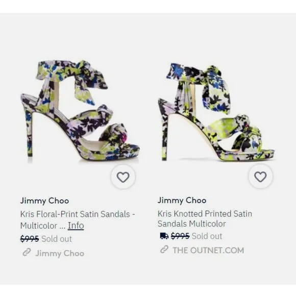 JIMMY CHOO SHOES KRIS KNOTTED FLORAL PRINT SATIN SANDALS sz IT 38.5 US 8.5