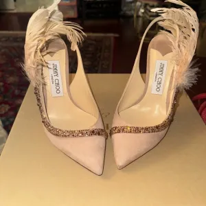 Jimmy Choo Women's Pink Feather Embellished Heels