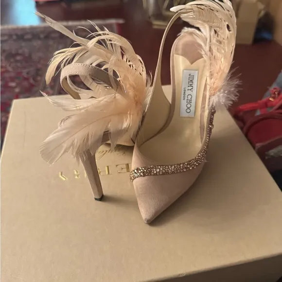 Jimmy Choo Women's Pink Feather Embellished Heels