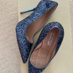 John Galliano Elegant blue Glitter Stiletto Heels