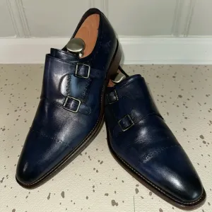 Johnston &amp; Murphy Blue Double Monk Shoes