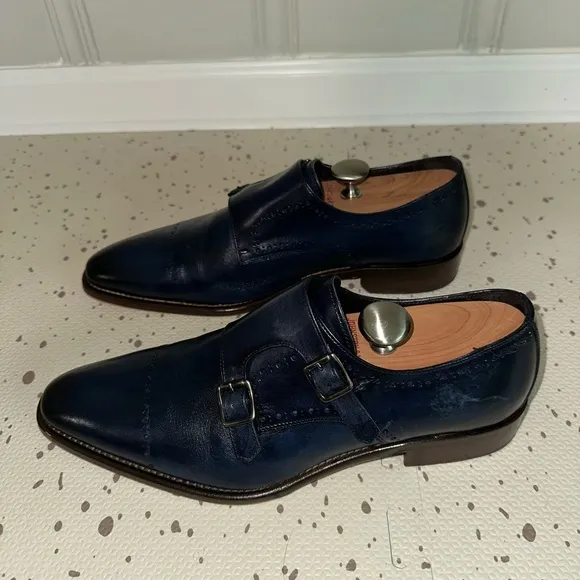 Johnston &amp; Murphy Blue Double Monk Shoes