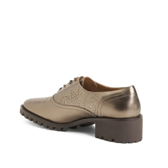 Johnston &amp; Murphy Leather Alice Brogue Oxfords Bronze Women’s Size 6