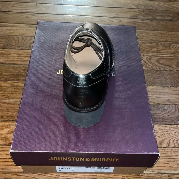 Johnston &amp; Murphy Leather Alice Brogue Oxfords Bronze Women’s Size 6