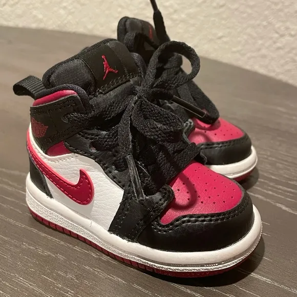 Jordan 1 mid bred toe toddler shoes
