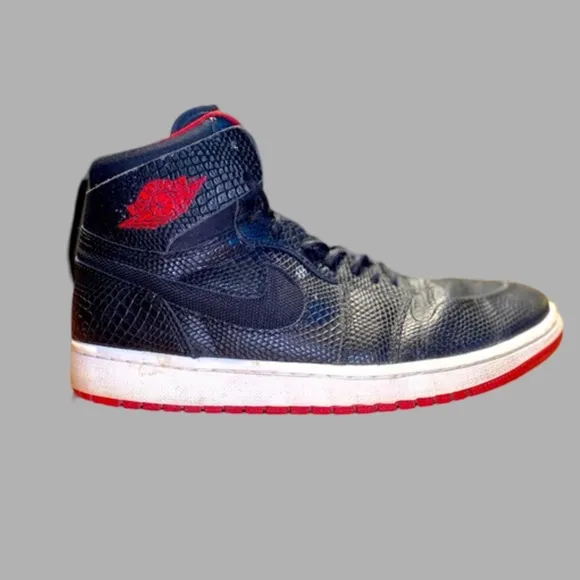 Jordan 1 Retro high Noveau Snakeskin 2016 Black and Red Men's Sneakers Size 12