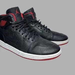 Jordan 1 Retro high Noveau Snakeskin 2016 Black and Red Men's Sneakers Size 12