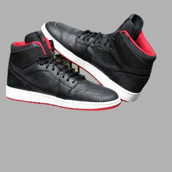 Jordan 1 Retro high Noveau Snakeskin 2016 Black and Red Men's Sneakers Size 12