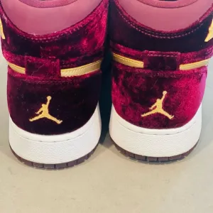 Jordan Velvet Sneakers - Burgundy and Gold