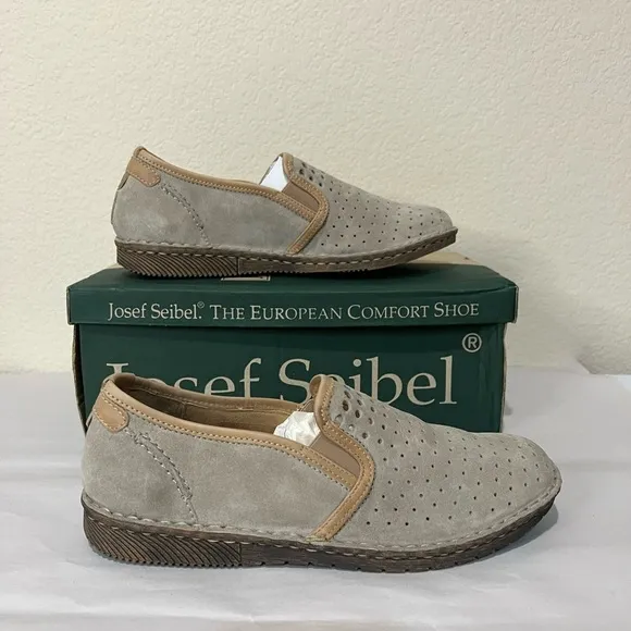 Josef Seibel Sofie 27 gray leather slip on shoes flat EU 37  US 6/6.5