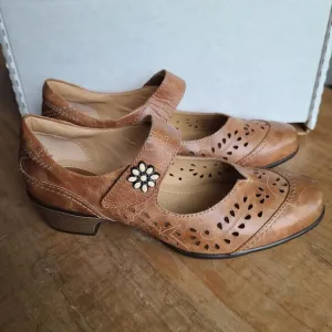 Joseph Seibel Romika Womens 37 Mary Jane Shoes Pump Distressed Brown Leather NEW