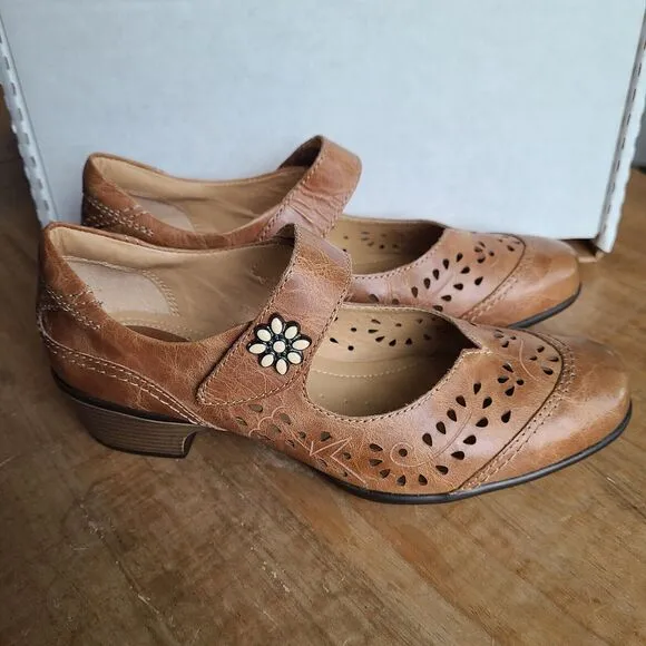 Joseph Seibel Romika Womens 37 Mary Jane Shoes Pump Distressed Brown Leather NEW