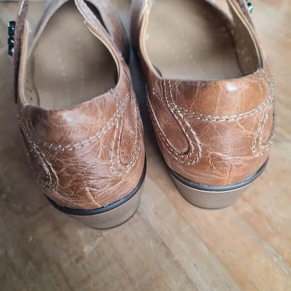 Joseph Seibel Romika Womens 37 Mary Jane Shoes Pump Distressed Brown Leather NEW