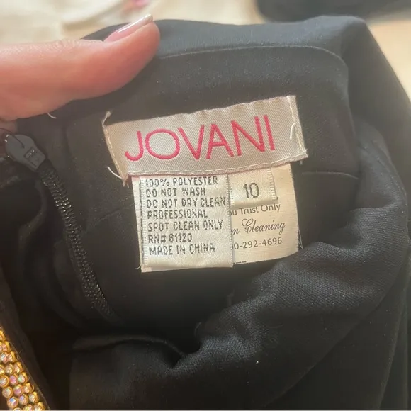 Jovani Black Gold Rhinestone Gown