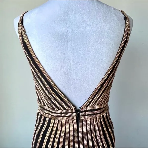 Jovani Black Gold Rhinestone Gown