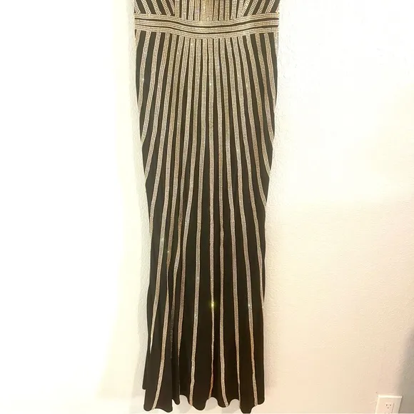 Jovani Black Gold Rhinestone Gown
