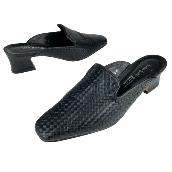 Juan Jose Garcia Black Woven Low Heel Mule