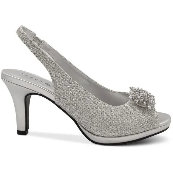Karen Scott Womens Embellished Open Toe Heel Sandals Shoes Breenaf size 10M