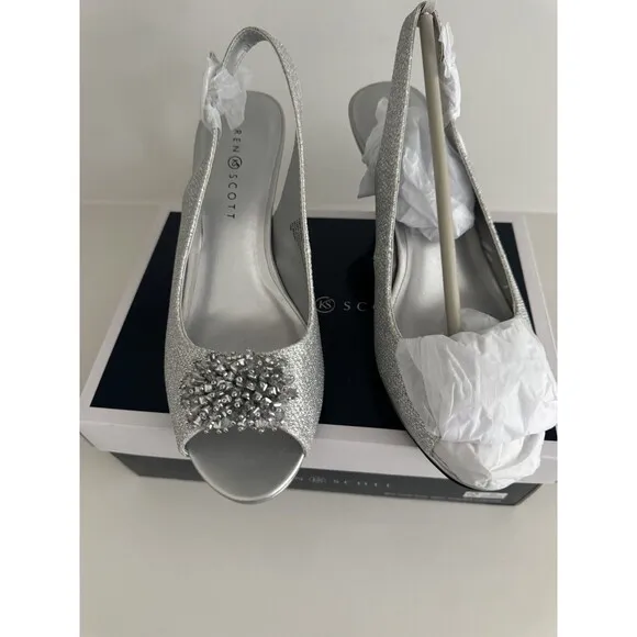 Karen Scott Womens Embellished Open Toe Heel Sandals Shoes Breenaf size 10M
