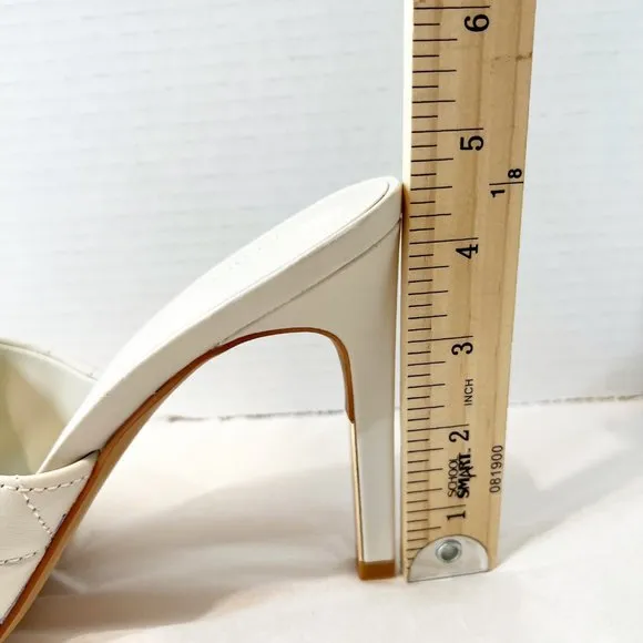 Karl Lagerfeld White Quilted Heels with Gold Accents